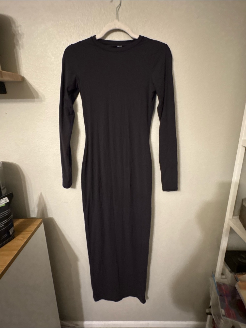 SKIMS Black Long Sleeve Maxi Dress